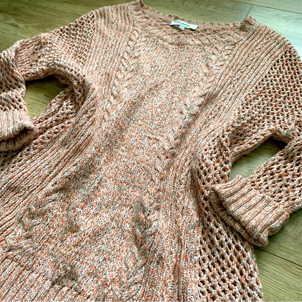 MADEWELL PINK KNIT 3/4 SLEEVE SWEATER SIZE SMALL